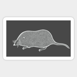 Pygmy Shrew Ink Art - cute animal design - on dark colors Sticker